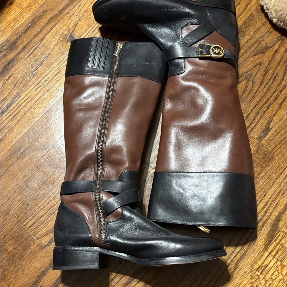 Brown and Black Leather Riding Boots